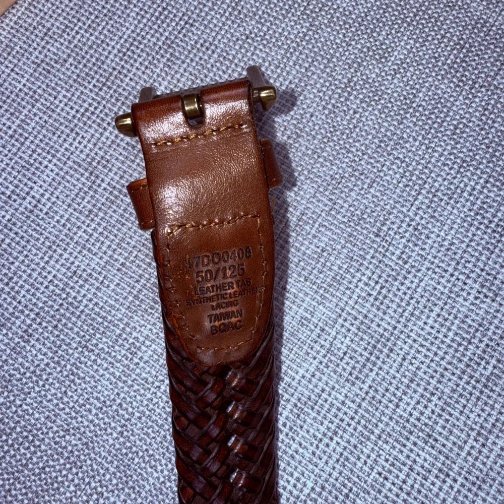 Dockers Brown Braided Woven Belt Brass Buckle Size 50/125
